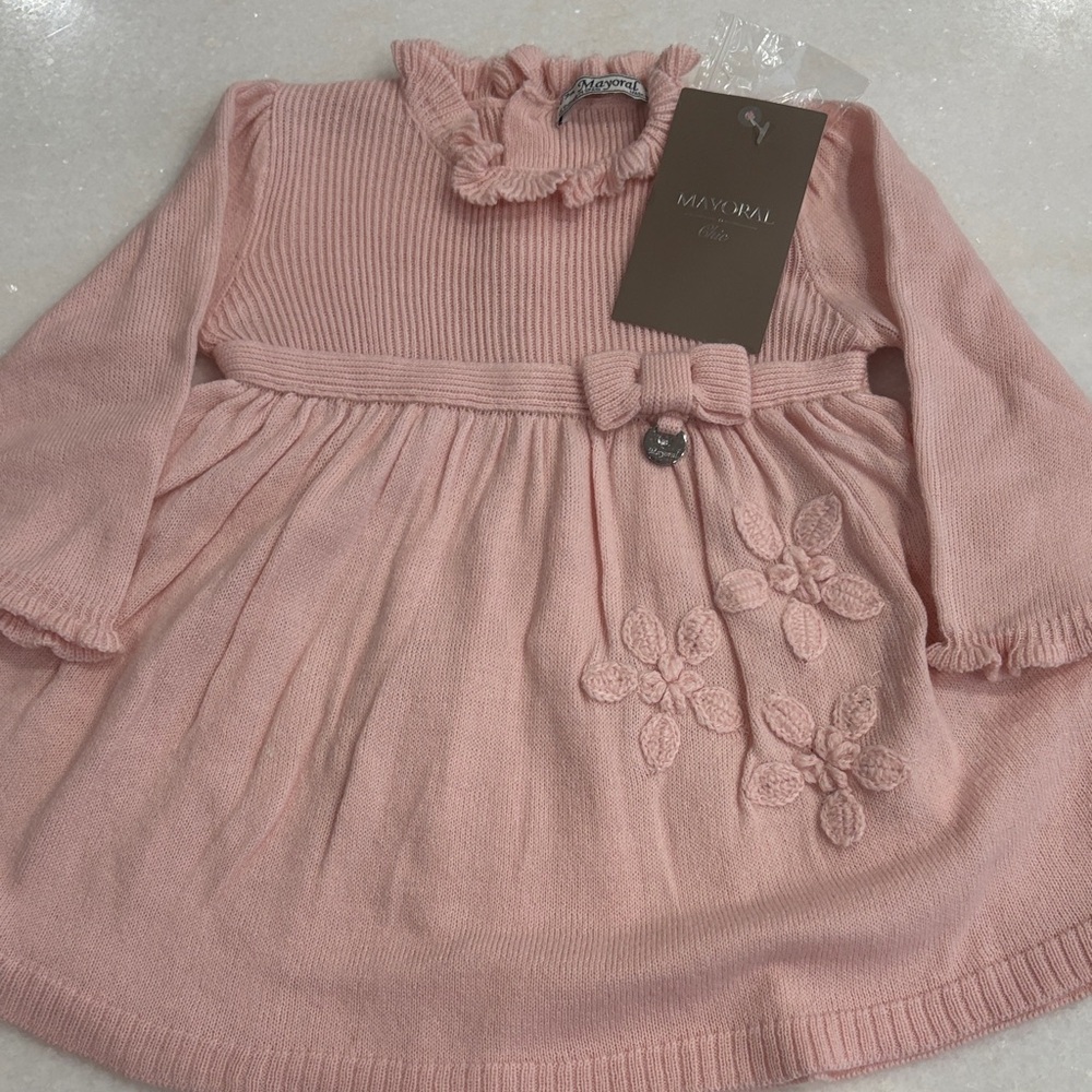 Mayoral Soft Pink Knit Sweater Sz 9 months New with Tags